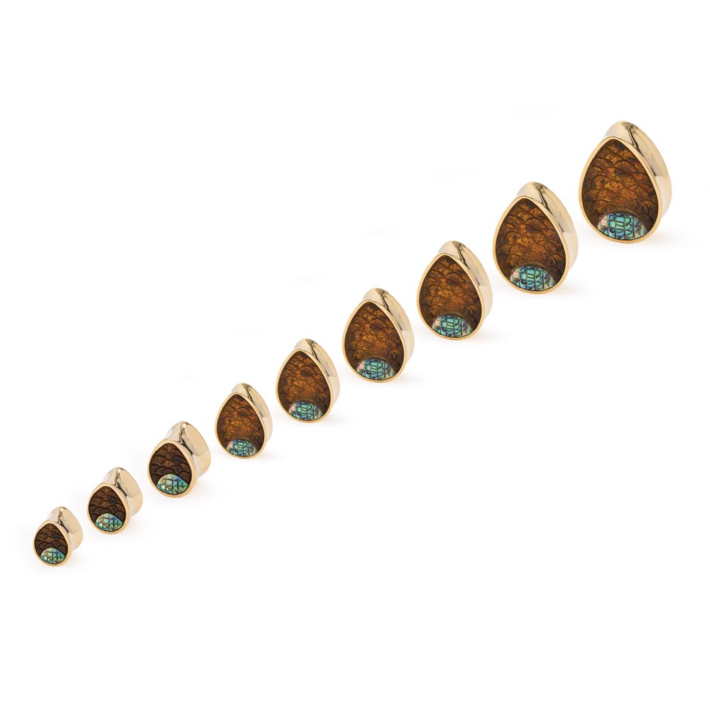 Gold Plated Double Flared Dragon Egg Plug — Price Per 1 (single row)