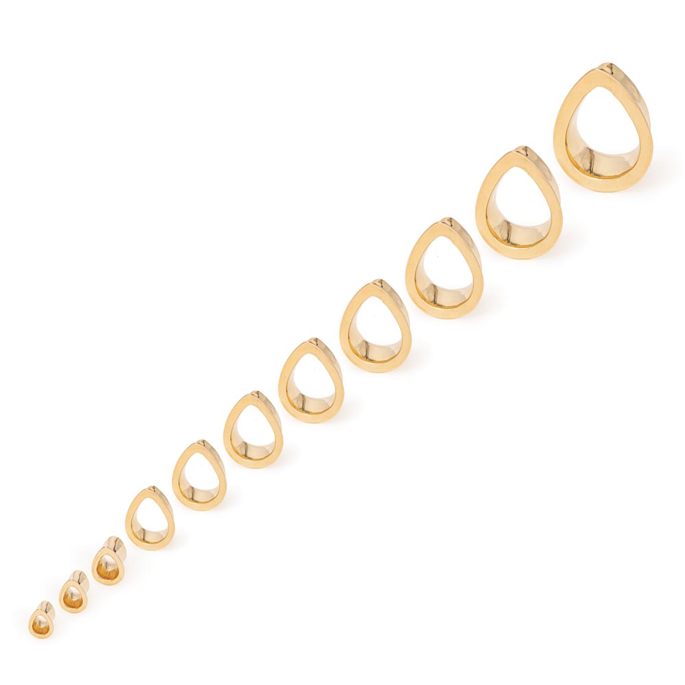 Gold Plated Mayan Flared Simple Tear Drop Tunnel — Price Per 1 (single row)