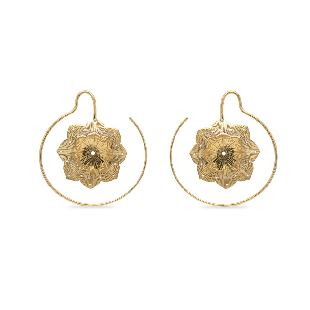 12g Replete Daffodil Brass Earrings — Shown As Pair