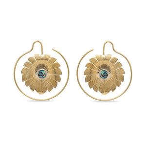 12g Art Deco Daisy Brass Earrings — Shown as Pair