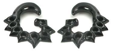 Tear Drop Black Horn Spiral Earrings Body Jewelry - Price Per 2