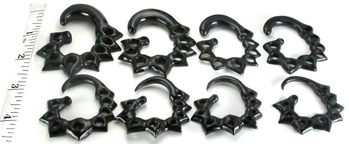 Tear Drop Black Horn Spiral Earrings Body Jewelry - Price Per 2