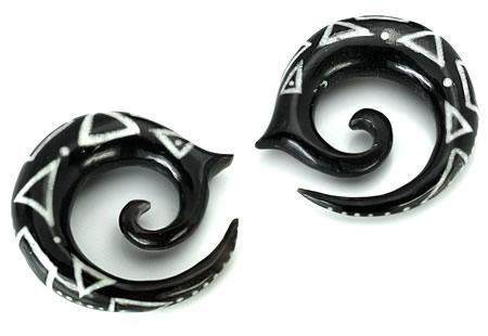 Bone Dust Inlay and Abalone Inlay on Spiral Horn Organic Body Jewelry - 4mm-10mm - Price Per 1