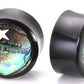 Celestial Double Flared Horn Plug with Abalone Inlay — Price Per 1