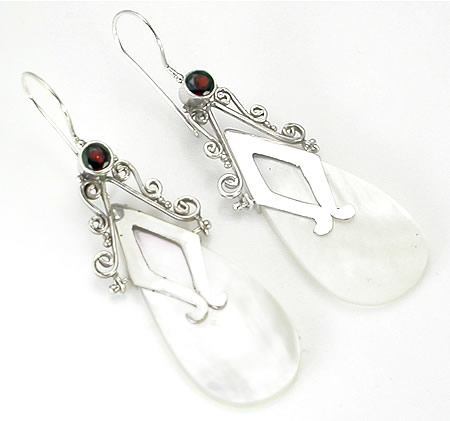 Mother of Pearl Tear Drop Design # 8 with .925 Sterling Silver - Earrings - Price Per 2