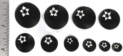 White Flower on Areng Wood Organic New Tribe Body Jewelry 8mm - 25mm - Price Per 1 - Painful Pleasures