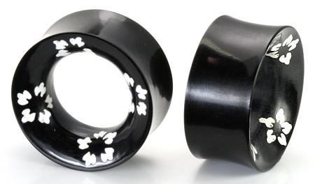 Painted Florals Black Horn Tunnel — Price Per 1