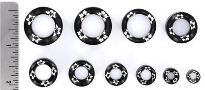 Painted Florals Black Horn Tunnel — Price Per 1 - Painful Pleasures