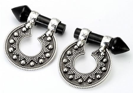 .925 Sterling Silver Round Balinese Design Hanger Body Jewelry 8g - 0g - Price Per 2