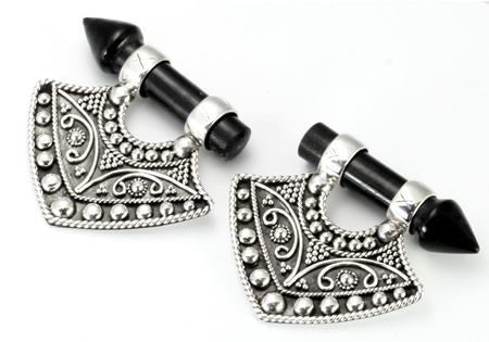 .925 Sterling Silver Triangluar Balinese Design Hanger Body Jewelry 8g - 0g - Price Per 2