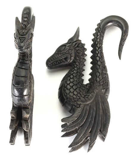 GEORGEOUS DETAILED DRAGON Wholesale Areng Wood Hanger Organic Body Jewelry 4mm - 10mm - Price Per 1 - Painful Pleasures