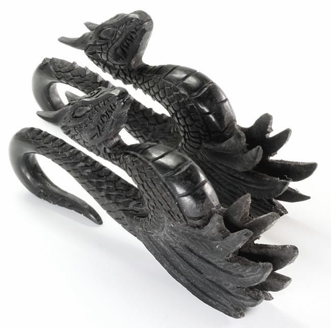 GEORGEOUS DETAILED DRAGON Wholesale Areng Wood Hanger Organic Body Jewelry 4mm - 10mm - Price Per 1 - Painful Pleasures