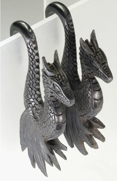 GEORGEOUS DETAILED DRAGON Wholesale Areng Wood Hanger Organic Body Jewelry 4mm - 10mm - Price Per 1 - Painful Pleasures