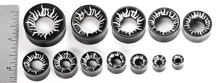Double Flare Horn with RAYS Painted Inlay Horn Wholesale Organic Jewelry 8mm-31mm - Price Per 1