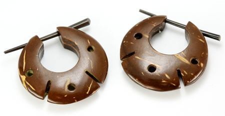 Coconut Shell Cheaters CS# 3- Stirrups Natural Body Jewelry - Price Per 2
