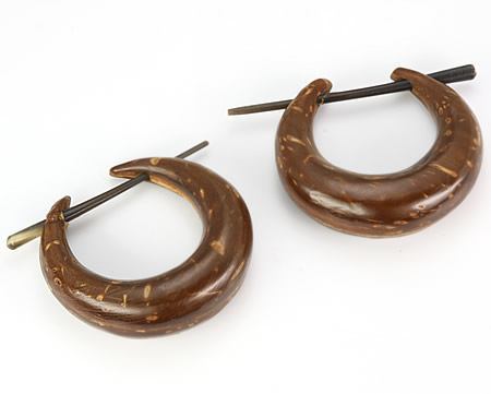 Coconut Shell Stirrup Pick Earrings — Price Per 2