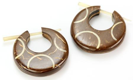 Coconut Shell Cheaters CS# 10- Stirrups Natural Body Jewelry - Price Per 2