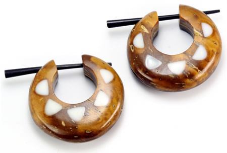 Coconut Shell Cheaters CS# 11- Stirrups Natural Body Jewelry - Price Per 2
