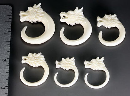 CARVED DRAGONS HEAD Natural Bone Organic Body Jewelry 2mm - 8mm - Price Per 1 - Painful Pleasures