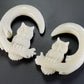 PERCHING OWLS Natural Bone CARVED Organic Body Jewelry 2mm - 8mm - Price Per 2