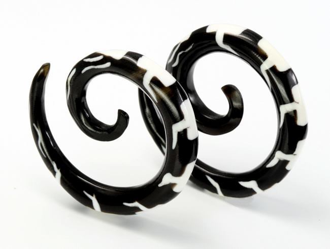 EVOLUTION OF Wholesale Horn Tatoo Spirals Organic Body Jewelry 12g - 00g - Price Per 1