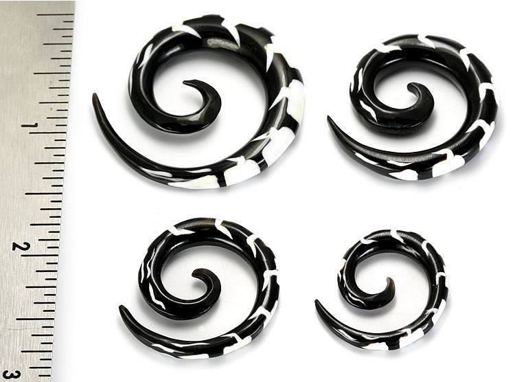 EVOLUTION OF Wholesale Horn Tatoo Spirals Organic Body Jewelry 12g - 00g - Price Per 1