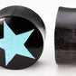 Horn Plug with STAR CRUSHED TURQUOISE Inlay Organic Plug 8mm-24mm - Price Per 1