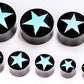 Horn Plug with STAR CRUSHED TURQUOISE Inlay Organic Plug 8mm-24mm - Price Per 1