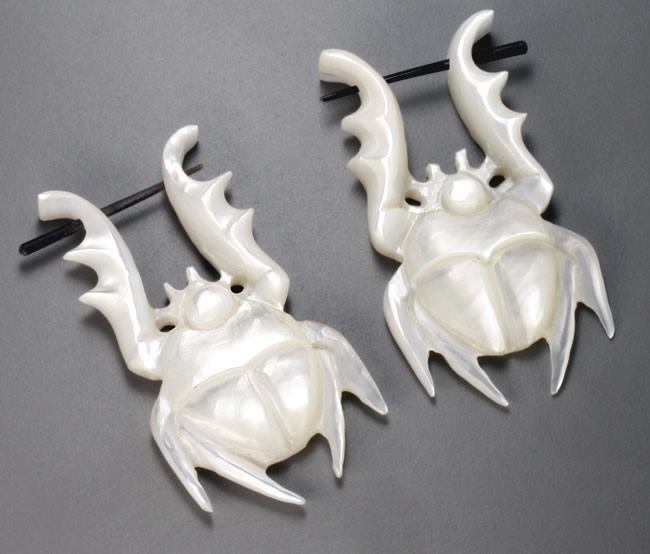 Mother of Pearl SCARAB Hanger Organic Jewelry - Price Per 2