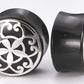 .925 Flower Silver Cap over a Double Flared Horn Organic Plug 10mm-26mm - Price Per 1
