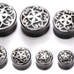 .925 Flower Silver Cap over a Double Flared Horn Organic Plug 10mm-26mm - Price Per 1