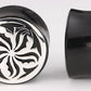 .925 PINWHEEL Silver Cap on a Double Flared Horn Organic Plug 10mm-24mm - Price Per 1