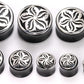 .925 PINWHEEL Silver Cap on a Double Flared Horn Organic Plug 10mm-24mm - Price Per 1