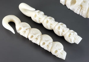 4 SKULLS Carved from Bone - 1.5mm - 8mm - Price Per 1 - Painful Pleasures