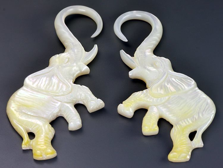 Mother of Pearl AFRICAN ELEPHANT Hanger Organic Jewelry - 2mm - 9.5mm - Price Per 2