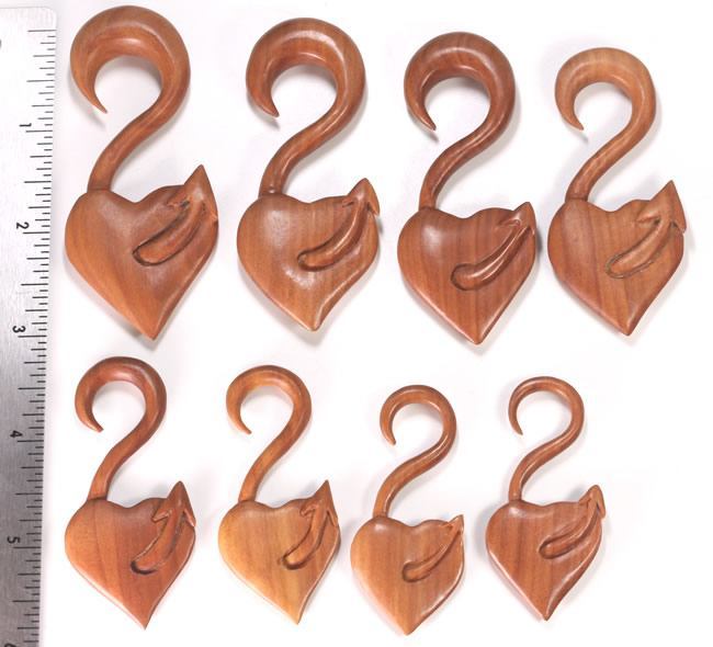 The DEVILS TAIL Red Saba Wood Hanger Earring Organic Body Jewelry - 3mm-12mm - Price Per 1