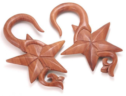 NAUTICAL STAR with Vines Red Saba Wood Hanger 3mm-12mm Price Per 1 - Painful Pleasures