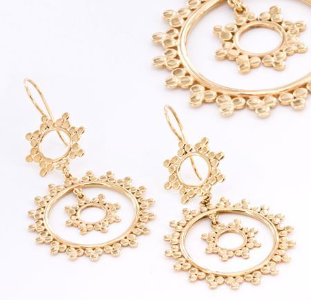 18g Gold Plated Beaded Roundlet Earrings — Price Per 2