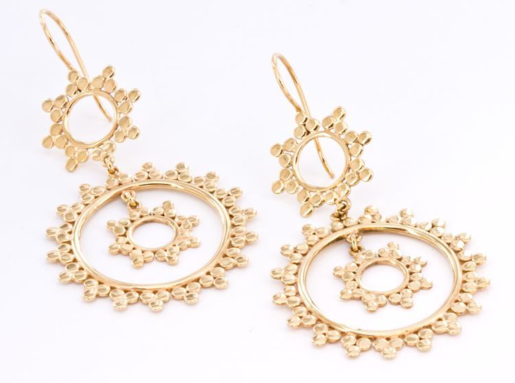 18g Gold Plated Beaded Roundlet Earrings — Price Per 2