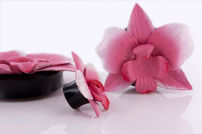 Leather MAGNOLIA Pink Double Flare Horn Plug 8mm - 50mm - Price Per 1 - Painful Pleasures