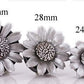SILVER Sun Flower Painted Leather Double Flare Horn Plug 8mm - 50mm - Price Per 1