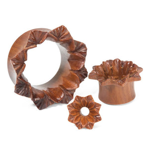 Blooming Lotus Saba Wood Organic Tunnel 6mm-30mm - Price Per 1 - Painful Pleasures