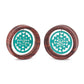 Dangling Turquoise Sri Yantra Red Tigerwood Tunnel