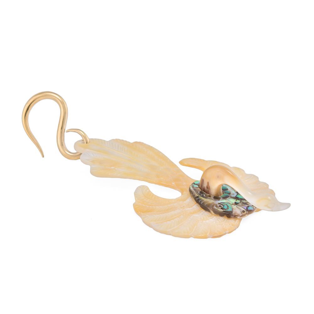Golden Swan Mother of Pearl Abalone Earrings