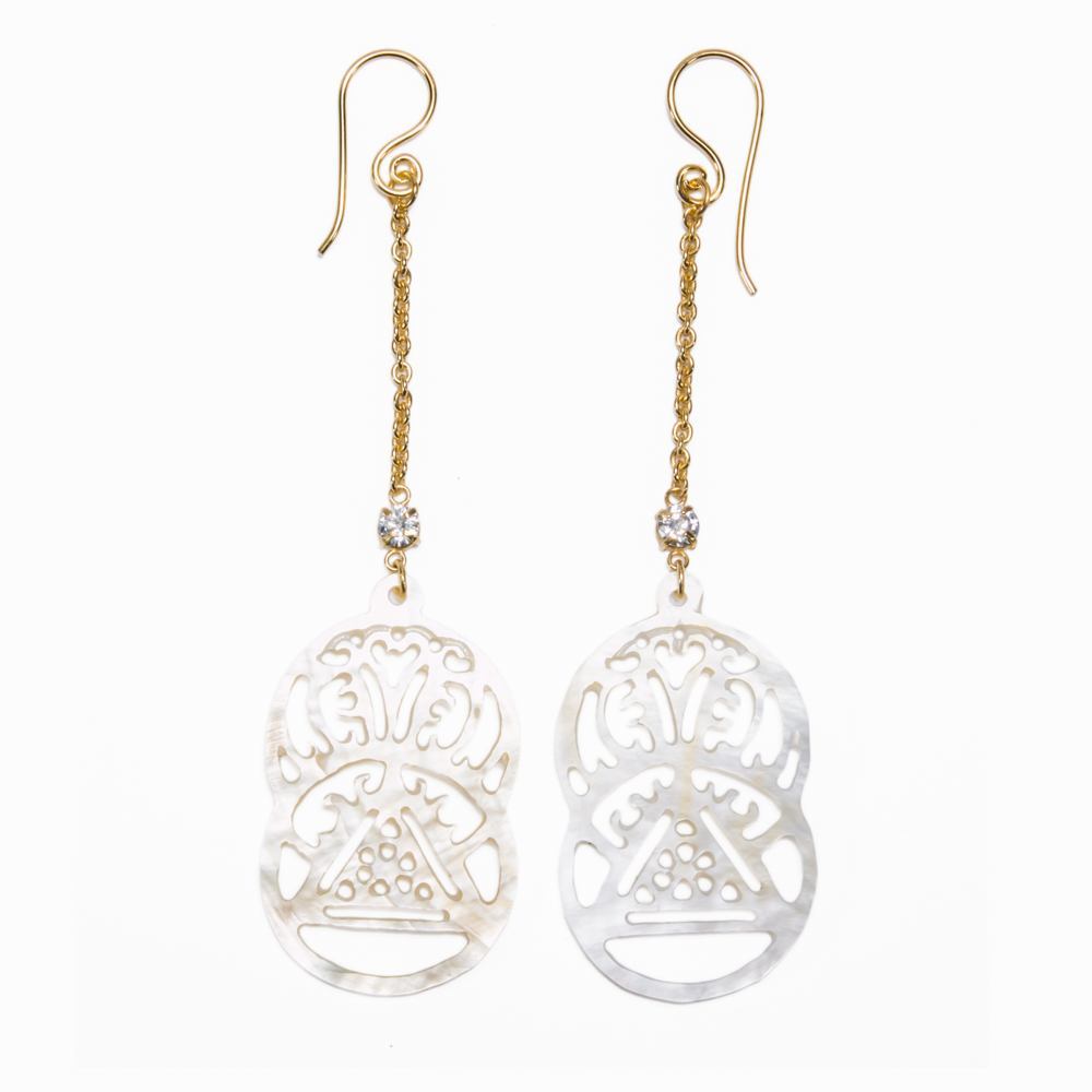 Vesica Pisces Mother of Pearl Jeweled Earrings - Price Per 2