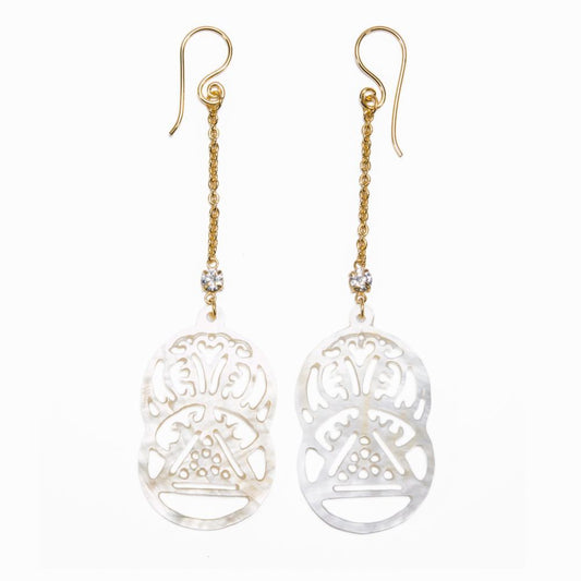 Vesica Pisces Mother of Pearl Jeweled Earrings - Price Per 2