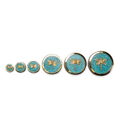 Brass Gold Plated Dragonfly Red Tigerwood Plug with Crushed Turquoise Inlay - Price Per 1 - Painful Pleasures