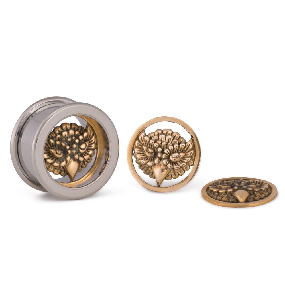 Brass Owl Insert with Insert-Ability Plug Options