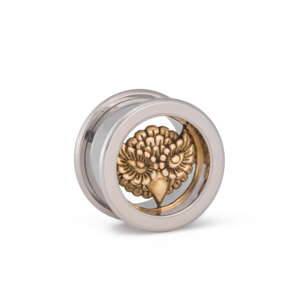 Brass Owl Insert with Square Stone Tunnel