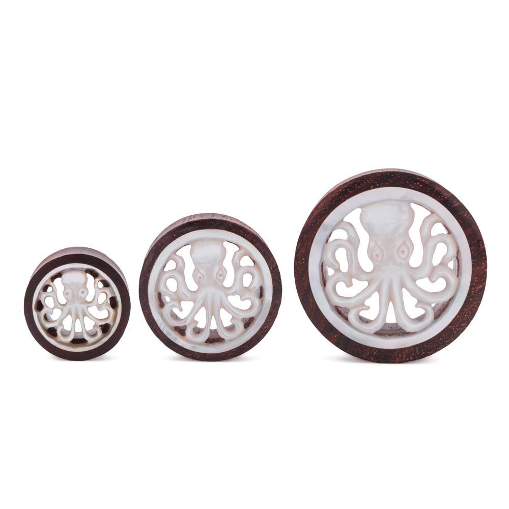 Mother of Pearl Octopus Inlaid Sono Wood Pair